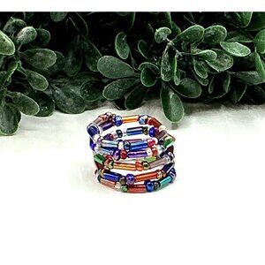 Multi-Colored Seed Beaded Ring